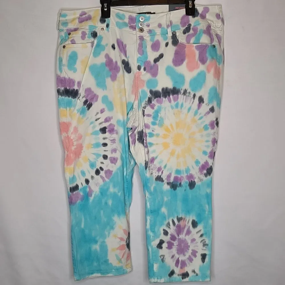 20W Torrid Crop Jegging Tie Dye Super Soft Jeans High Waist Stretch Fitted pocke